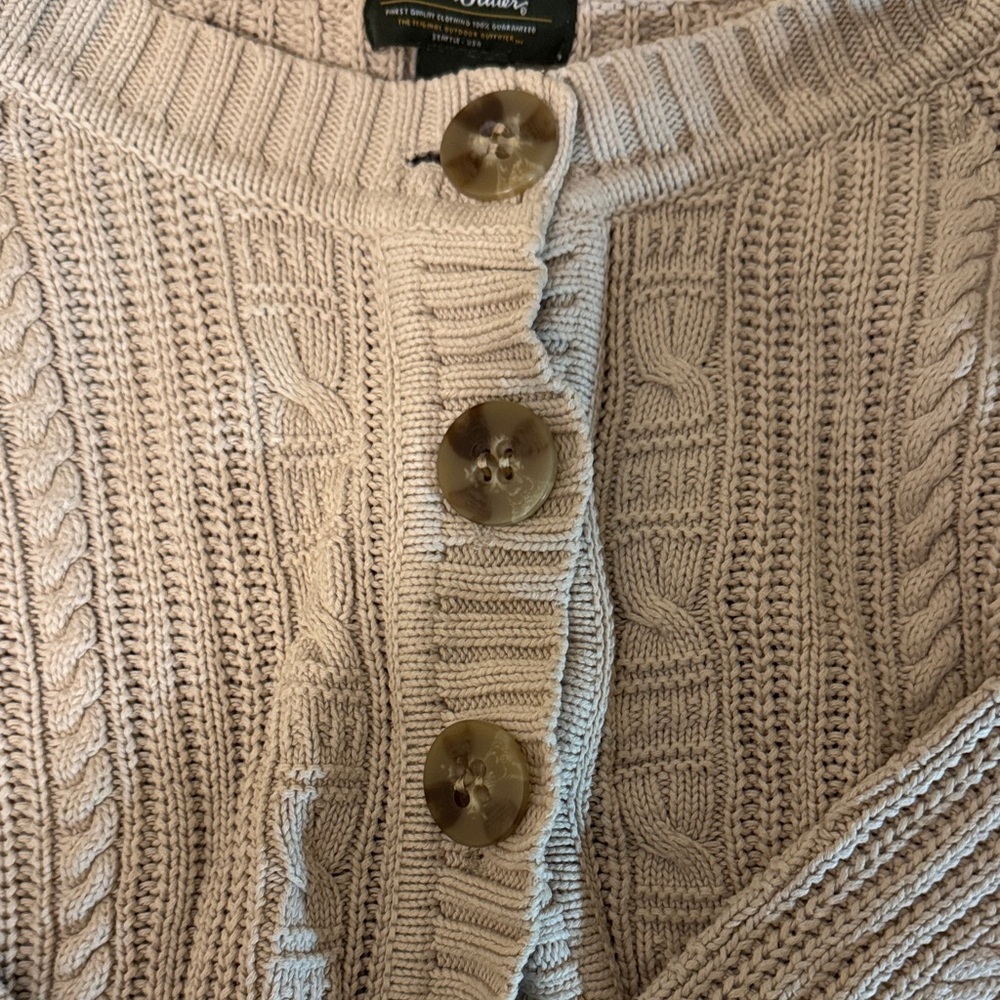 Eddie Bauer Beige Cable Knit Cardigan - Picture 2 of 4